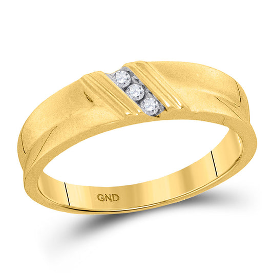 10KT YELLOW GOLD MENS ROUND DIAMOND WEDDING BAND RING 1/20 CTTW