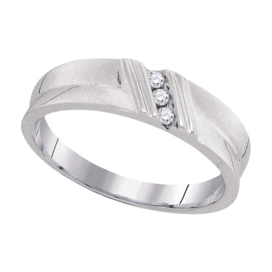 10KT WHITE GOLD MENS ROUND DIAMOND WEDDING BAND RING 1/20 CTTW