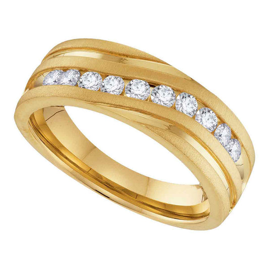 10KT YELLOW GOLD MENS ROUND DIAMOND WEDDING BAND RING 1/2 CTTW