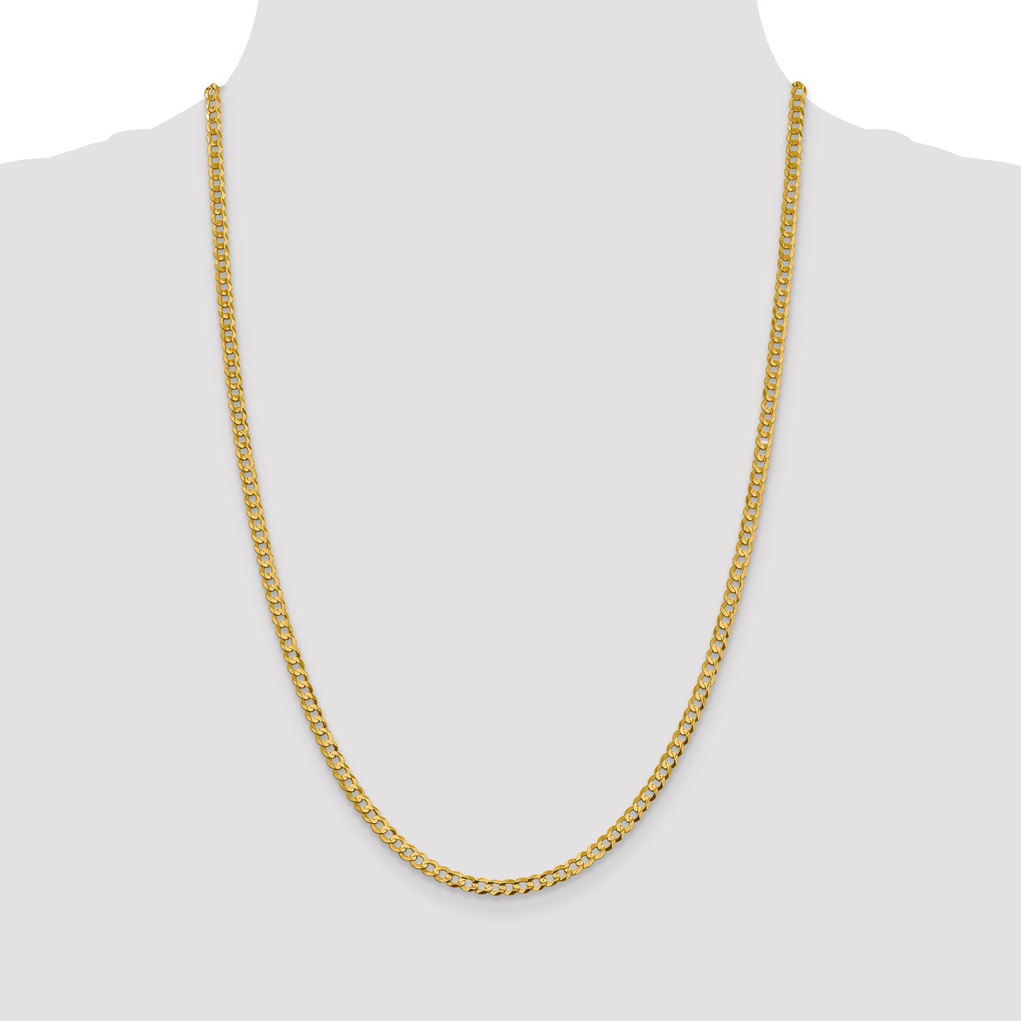 14k 3.7mm Lightweight Flat Cuban Chain