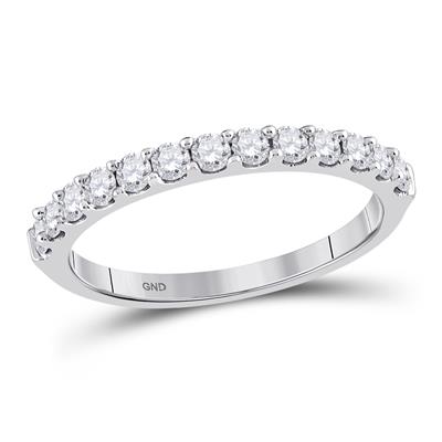 14KT WHITE GOLD ROUND DIAMOND SINGLE ROW WEDDING BAND 1/2 CTTW
