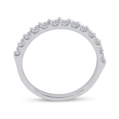 14KT WHITE GOLD ROUND DIAMOND SINGLE ROW WEDDING BAND 1/2 CTTW