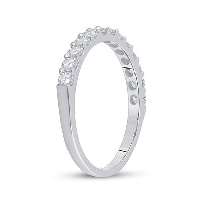 14KT WHITE GOLD ROUND DIAMOND SINGLE ROW WEDDING BAND 1/2 CTTW