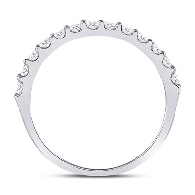 14KT WHITE GOLD ROUND DIAMOND SINGLE ROW WEDDING BAND 1/2 CTTW