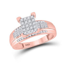 Load image into Gallery viewer, 10K WHITE GOLD ROUND DIAMOND CLUSTER BRIDAL ENGAGEMENT RING 1/2 CTTW
