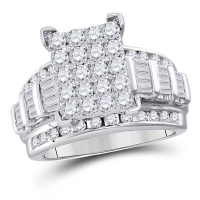 10K WHITE GOLD ROUND DIAMOND CLUSTER BRIDAL ENGAGEMENT RING 1/2 CTTW
