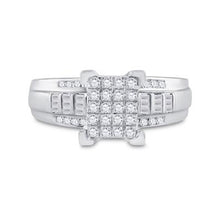 Load image into Gallery viewer, 10K WHITE GOLD ROUND DIAMOND CLUSTER BRIDAL ENGAGEMENT RING 1/2 CTTW
