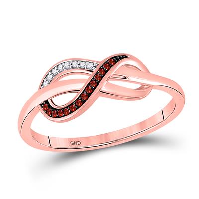 10K ROSE GOLD ROUND RED DIAMOND INFINITY RING 1/20 CTTW
