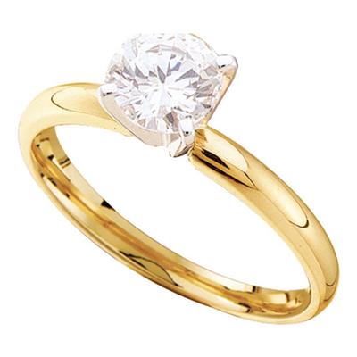 14K GOLD ROUND DIAMOND SOLITAIRE EXCELLENT BRIDAL RING 3/8 CTTW (CERTIFIED)