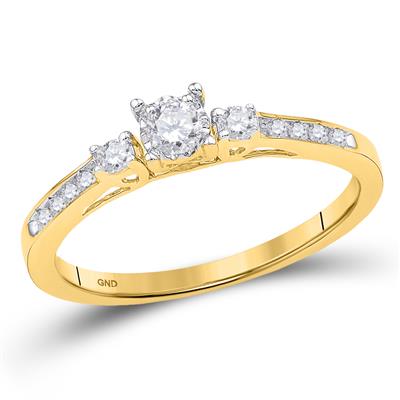 10K WHITE GOLD ROUND DIAMOND 3-STONE PROMISE BRIDAL RING 1/6 CTTW