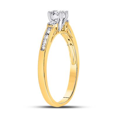 10K WHITE GOLD ROUND DIAMOND 3-STONE PROMISE BRIDAL RING 1/6 CTTW