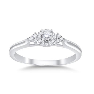 10K WHITE GOLD ROUND DIAMOND SOLITAIRE PROMISE RING 1/5 CTTW