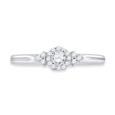 10K WHITE GOLD ROUND DIAMOND SOLITAIRE PROMISE RING 1/5 CTTW