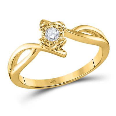 10K YELLOW GOLD ROUND DIAMOND SOLITAIRE PROMISE RING 1/8 CTTW