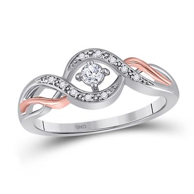 10K TWO-TONE GOLD ROUND DIAMOND SOLITAIRE PROMISE RING 1/10 CTTW