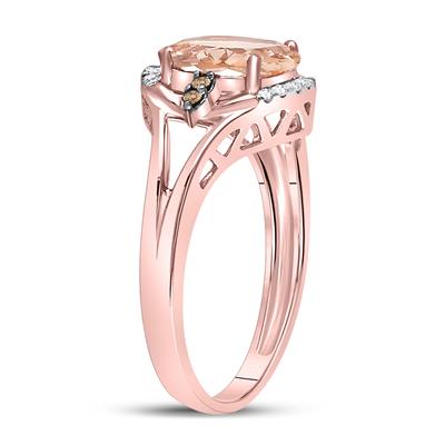 10K ROSE GOLD OVAL MORGANITE FASHION SOLITAIRE RING 2 CTTW